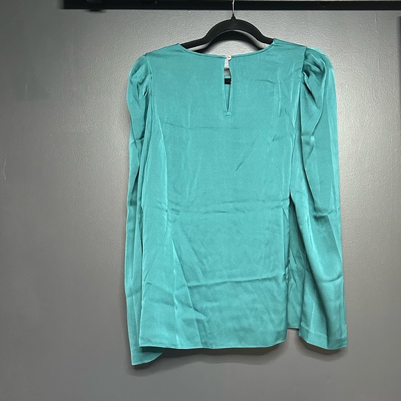 NWOT Kobi Halperin Lois Silk Blend Puff Shoulder Blouse Teal M - Picture 7 of 9